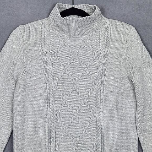 J. Crew Sweaters - J CREW Mockneck Center Cable Knit Fisherman Sweater Women Size XS Gray Comfy